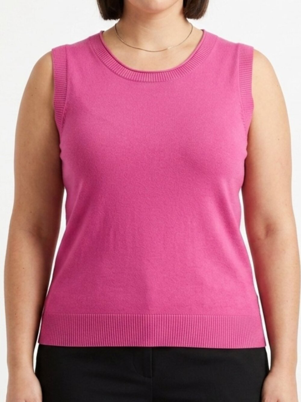 August Silk Pink Knit Crew Neck Tank- Sz. Med